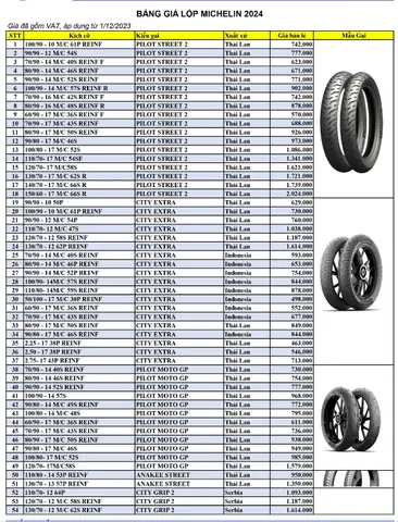 Bảng Giá Lốp Michelin Cho Exciter: Thông Tin Đầy Đủ Nhất