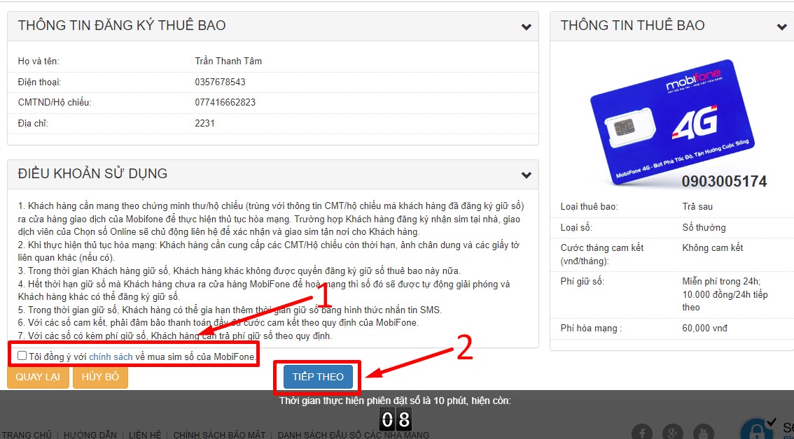 Mua sim đầu số 0903 online tại nhà bước 6