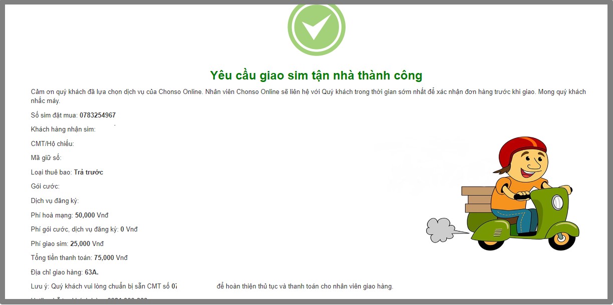 Mua sim đầu số 0903 online tại nhà bước 7