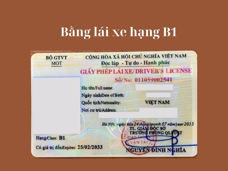 Bằng lái xe ô tô B1