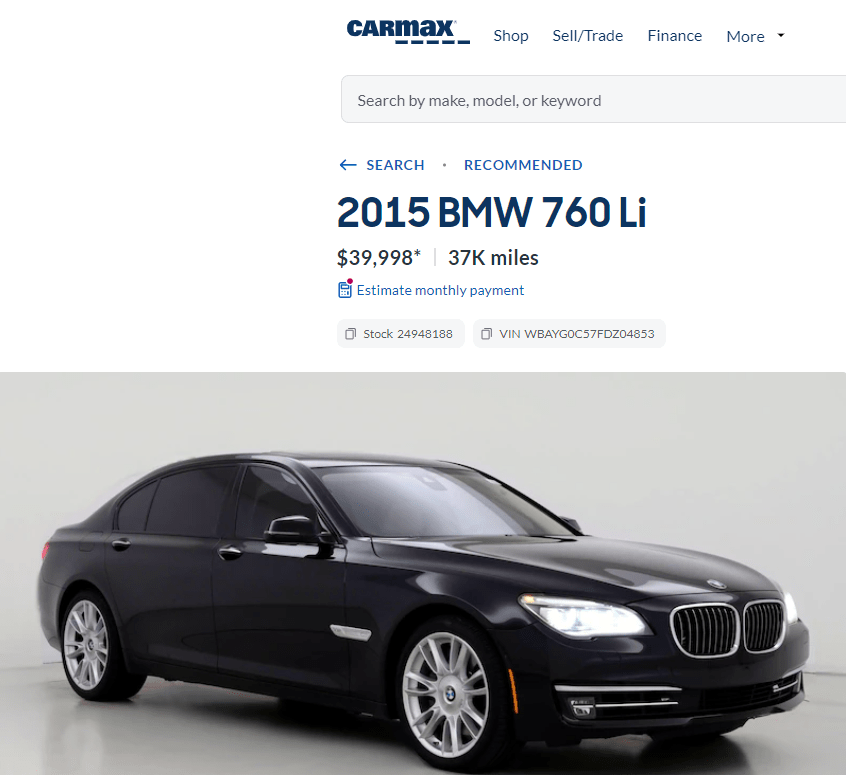 2015 BMW 760Li – A Real Honest To God Unicorn! $40,998