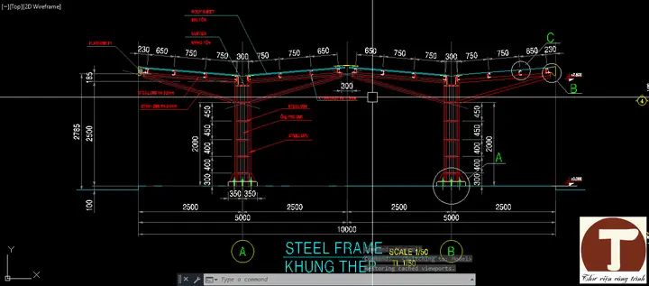 File Cad Nhà Thép Tiền Chế Để Xe