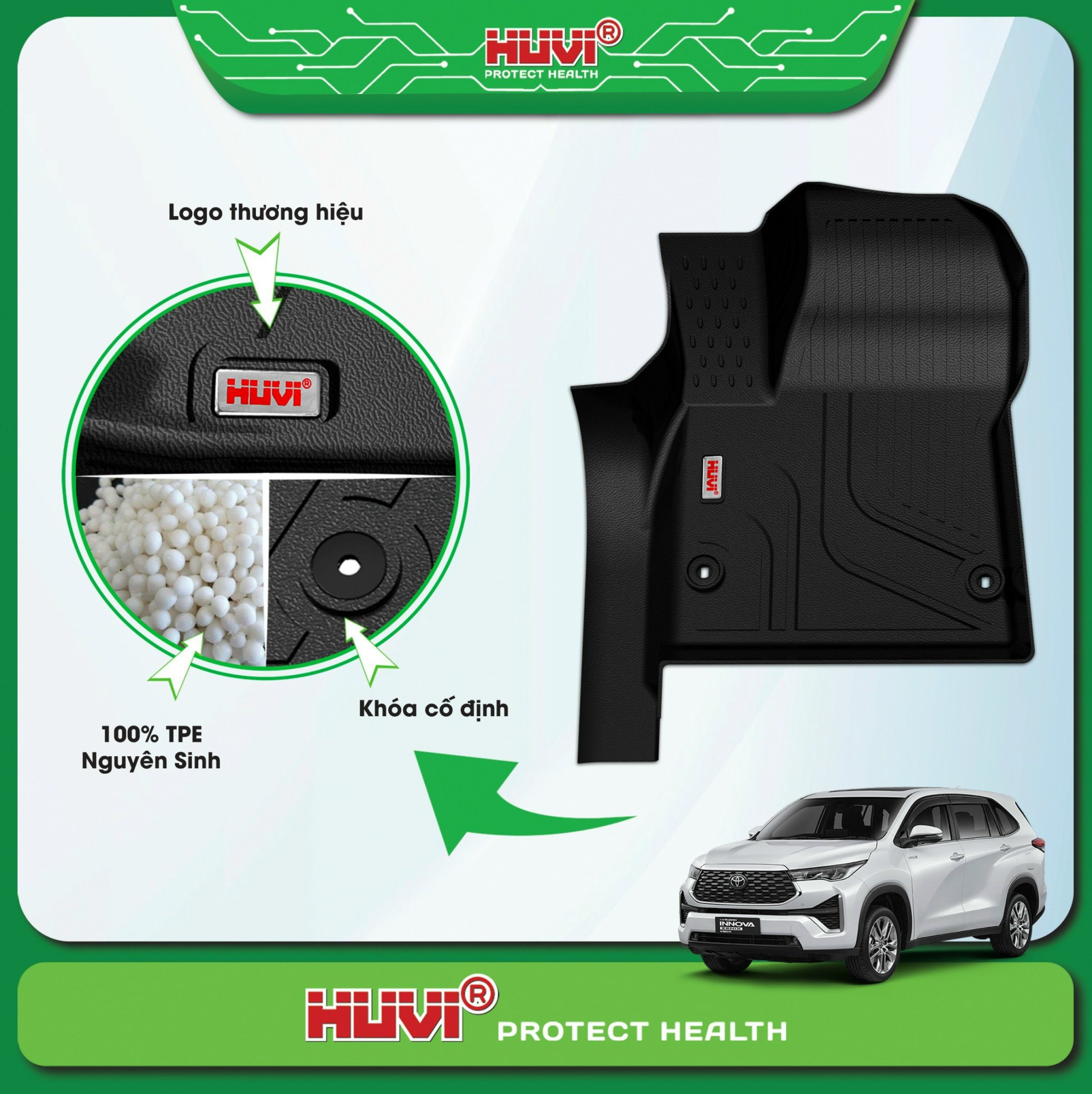 Thảm lót sàn ô tô Toyota Innova Cross sản xuất tại Việt Nam.
