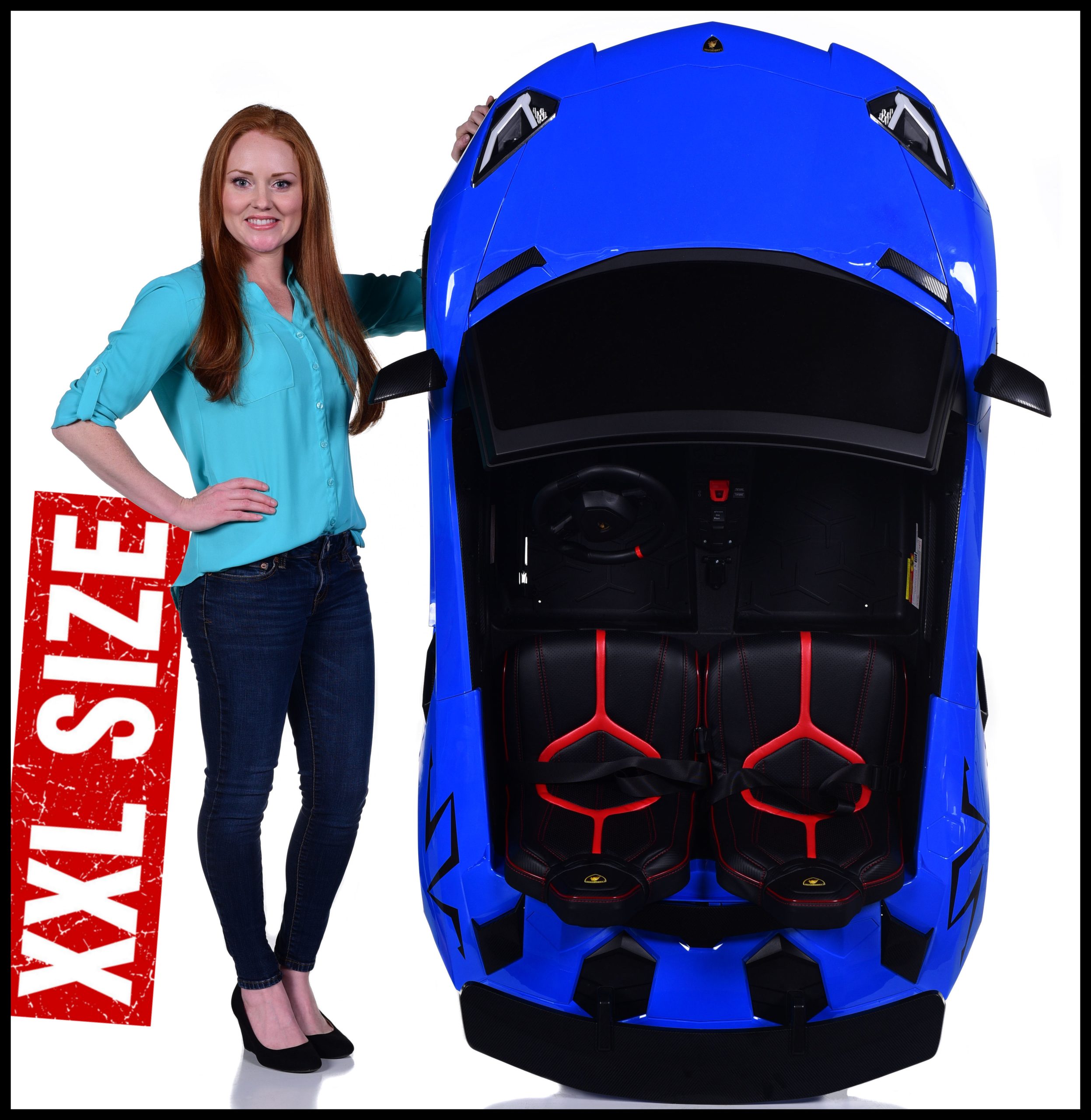 Giant 24v Big Kids Ride On Lamborghini XXL 180W Motor & Rubber Tires - Pink