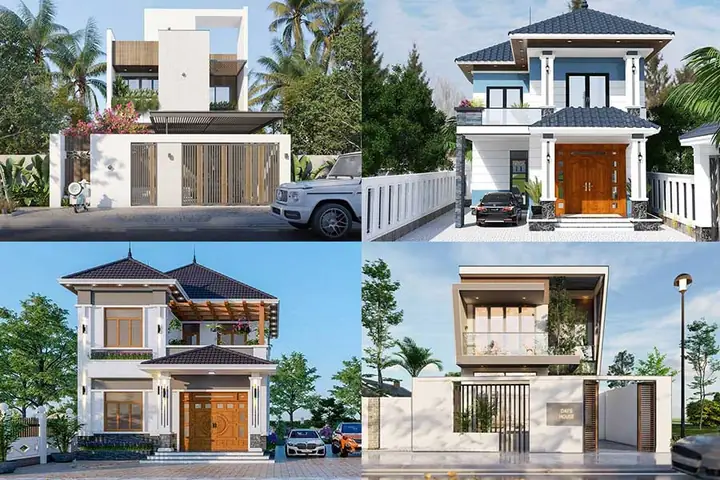 Mẫu Nhà 2 Tầng 7x12m Có Nhà Xe