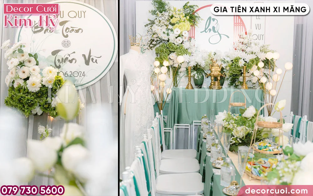 Tone màu xanh xi măng cho gia tiên nhẹ nhàng
