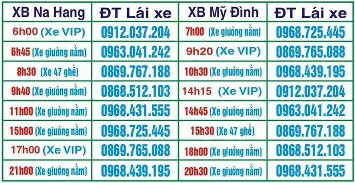 Nhà Xe Bảo Yến Mỹ Đình Na Hang