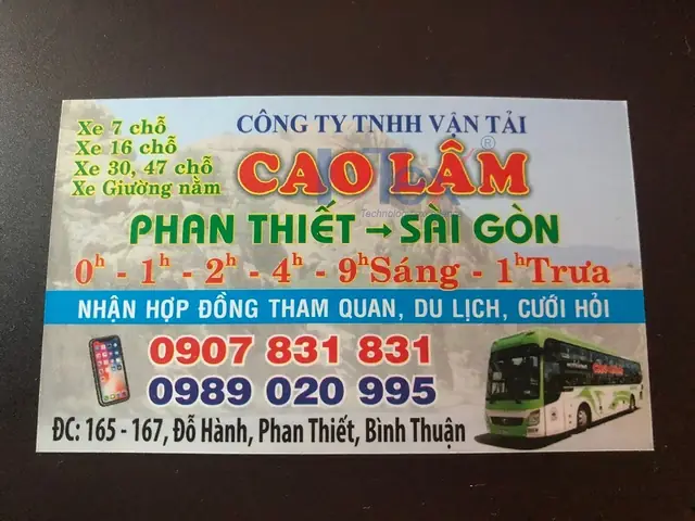 Nhà Xe Cao Lâm Phan Thiết Sài Gòn