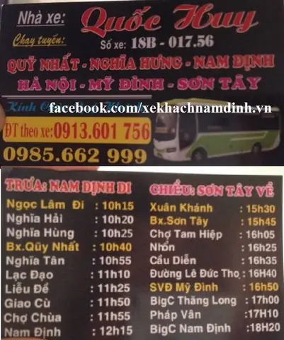 Nhà Xe Quốc Huy Bến Xe Sơn Tây
