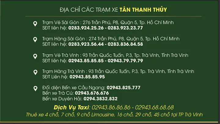 Nhà Xe Thanh Thủy Duyên Hải Trà Vinh