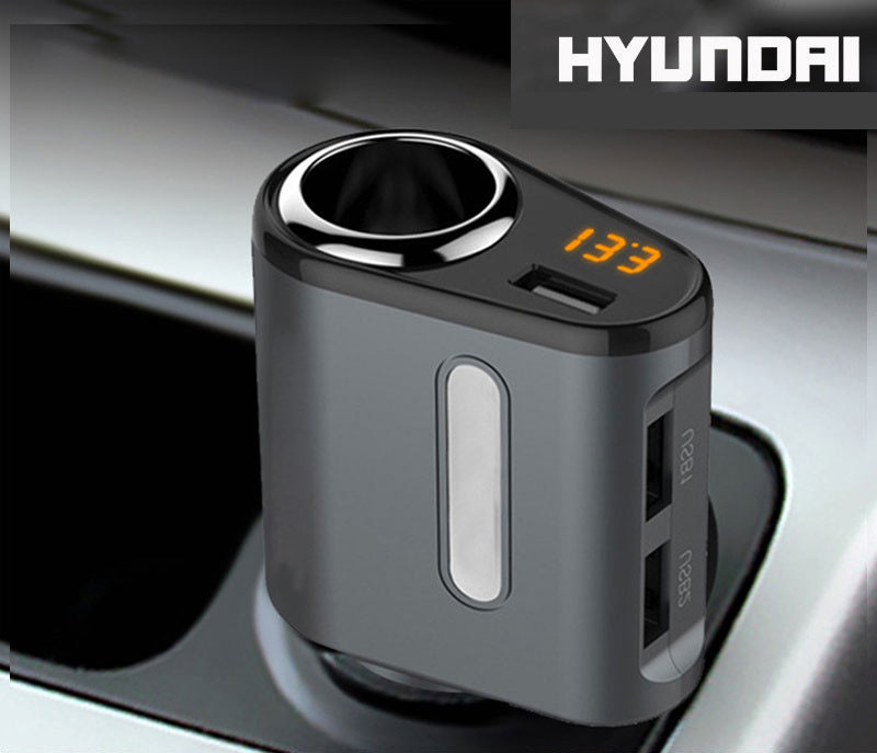 Tẩu sạc ô tô Hyundai cao cấp chính hãng sạc điện thoại led hiển thị điện