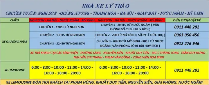 Số Điện Thoại Nhà Xe Lý Thảo Limousine