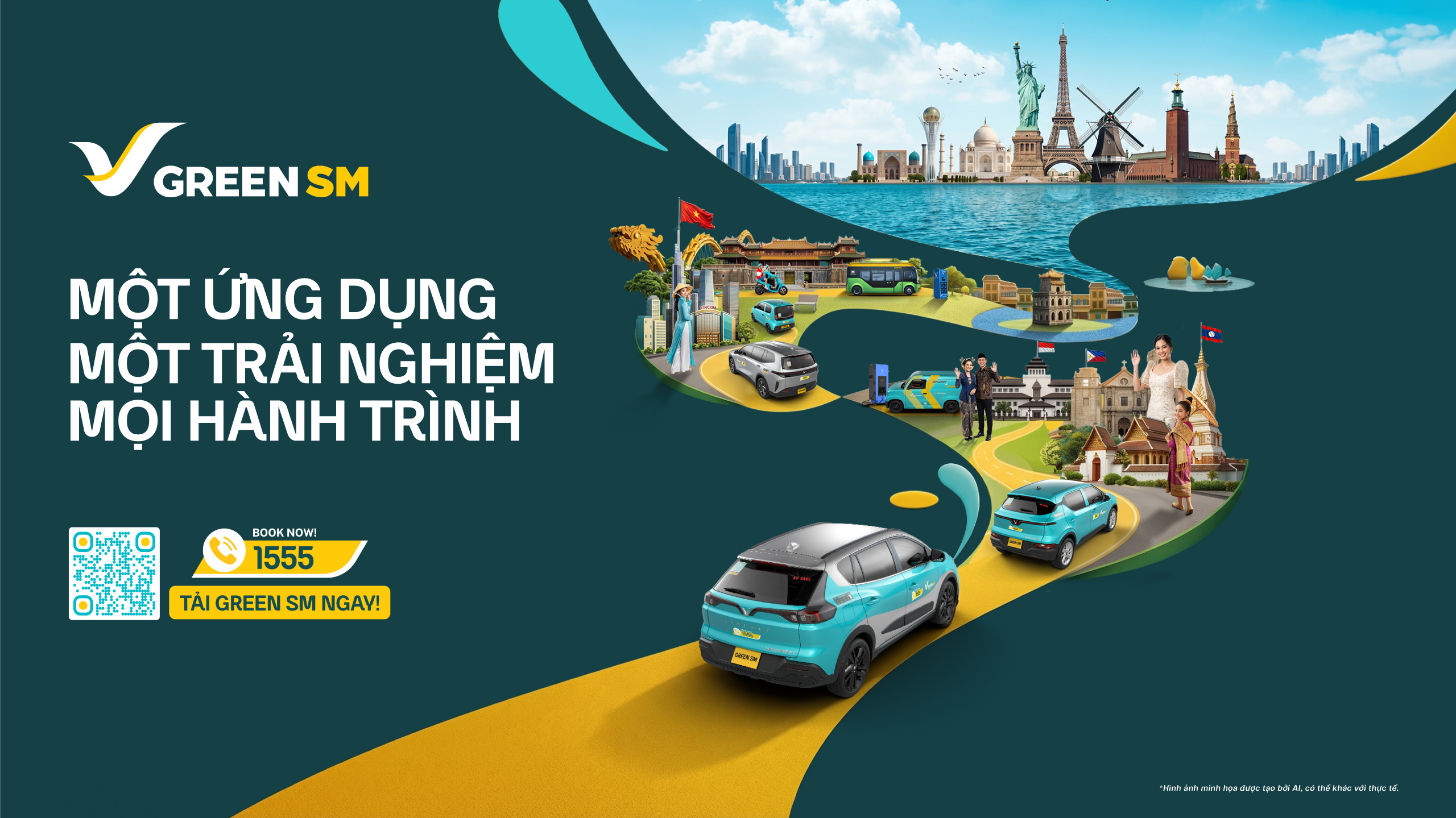 Tổng đài Taxi Green SM (Xanh SM) – Hotline 1555, hỗ trợ 24/7 trên toàn quốc