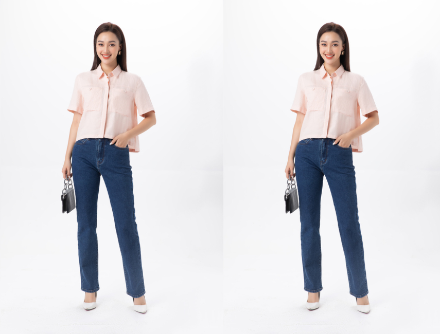 Áo sơ mi croptop phối túi ngực màu hồng phù hợp với cô nàng tuổi mão