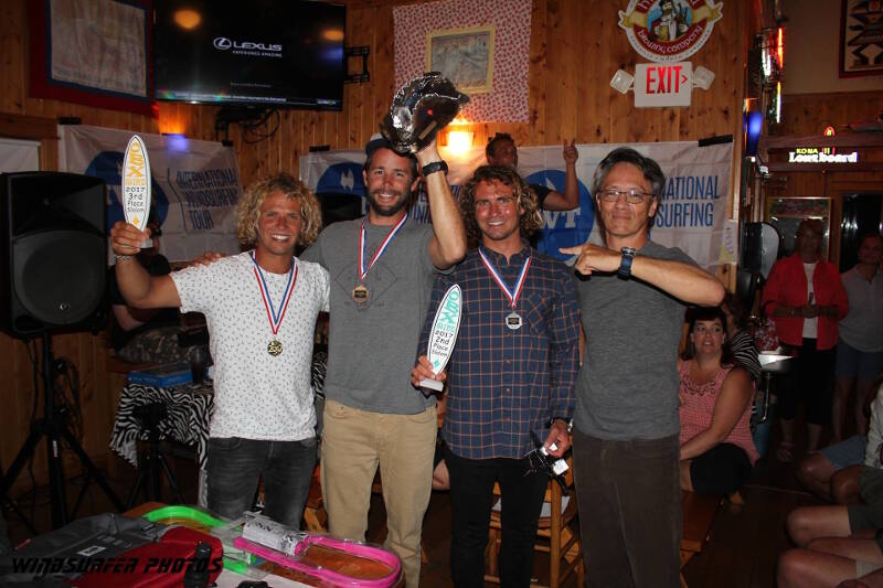 My brother Tom, Tyson and me receiving our awards for slalom. 1st Tyson Poor, 2nd place Phil Soltysiak, 3rd place Tom Soltysiak - Photo by Antoine Ciociola