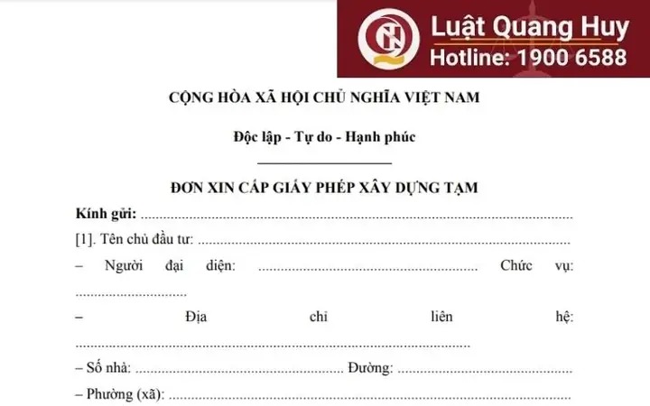 Xin Xây Dựng Nhà Tạm Để Xe