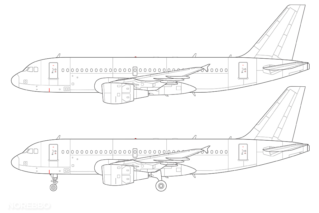 A319 line drawing cm56 engines
