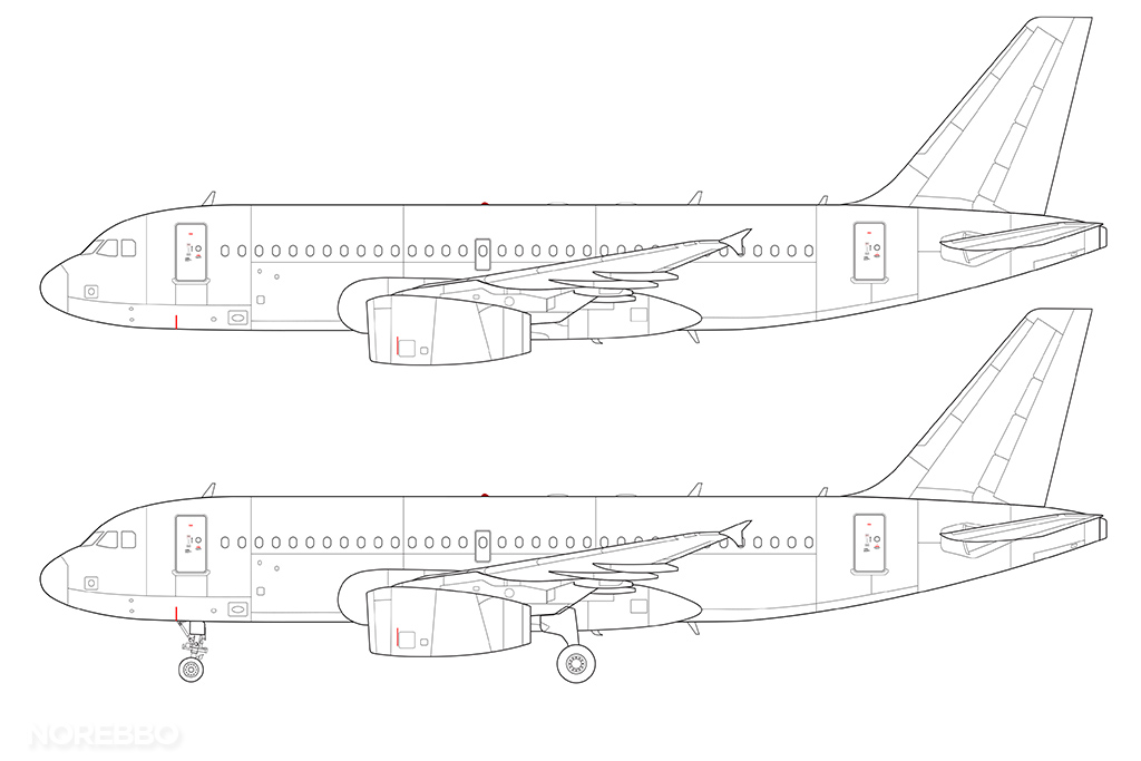 a319 line drawing v2500 engines
