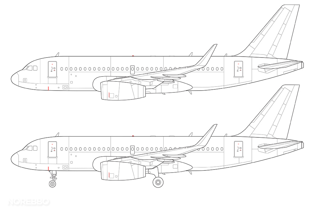a319 line drawing v2500 engines and sharklets