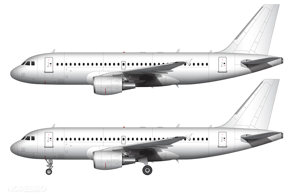 Airbus A319 blank illustration templates