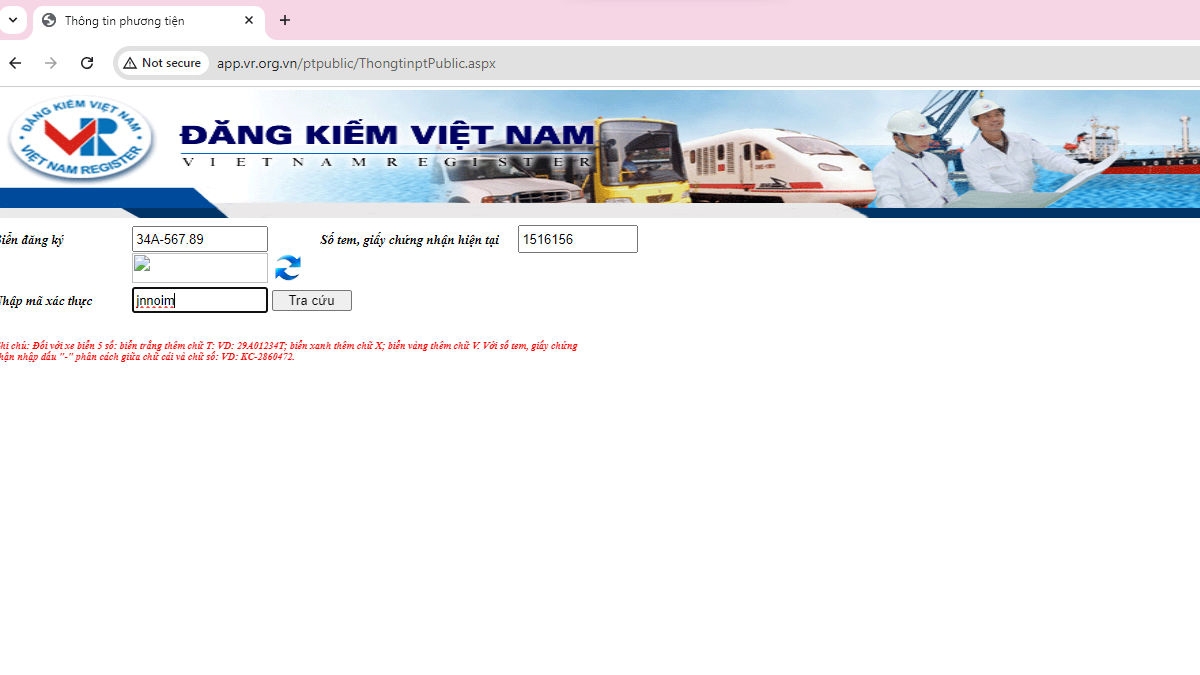 Hướng dẫn tra cứu biển số xe online nhanh nhất - bước 2