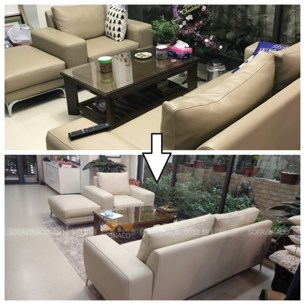 Hiện trạng bộ ghế sofa trước khi bọc lại sang vải nhung sang trọng