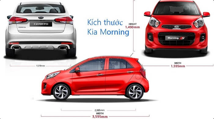 Kích thước xe KIA Morning như thế nào?