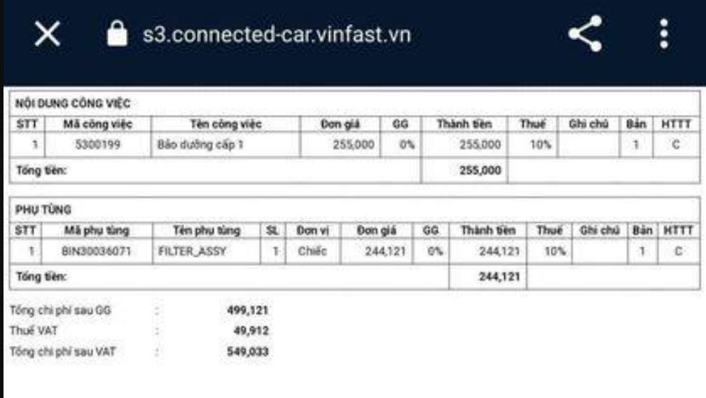 lịch bảo dưỡng xe VinFast VF8