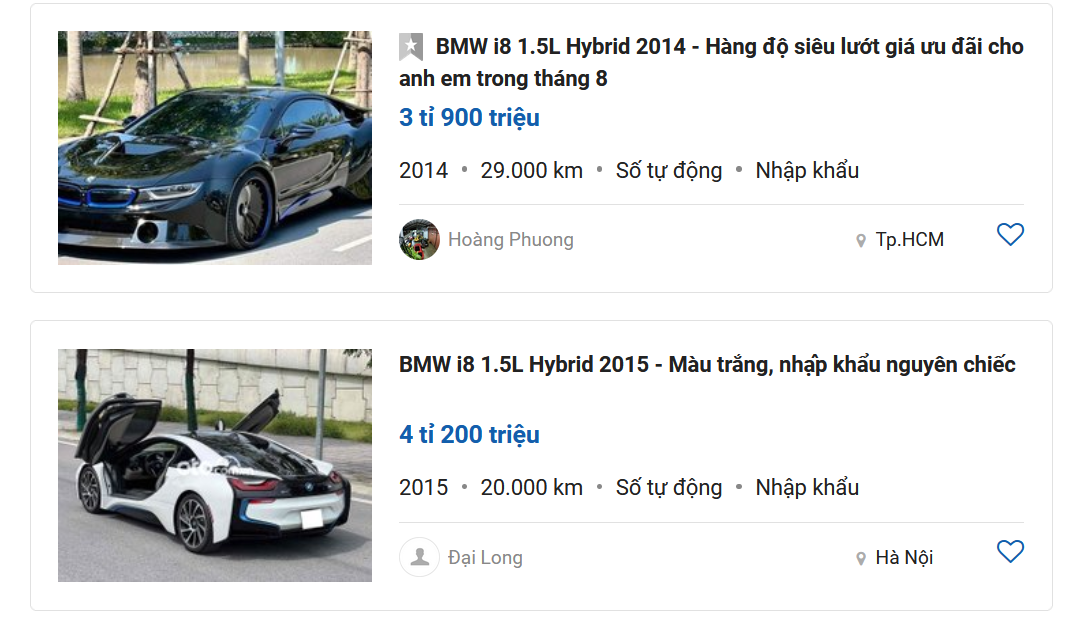 giá xe BMW i8.