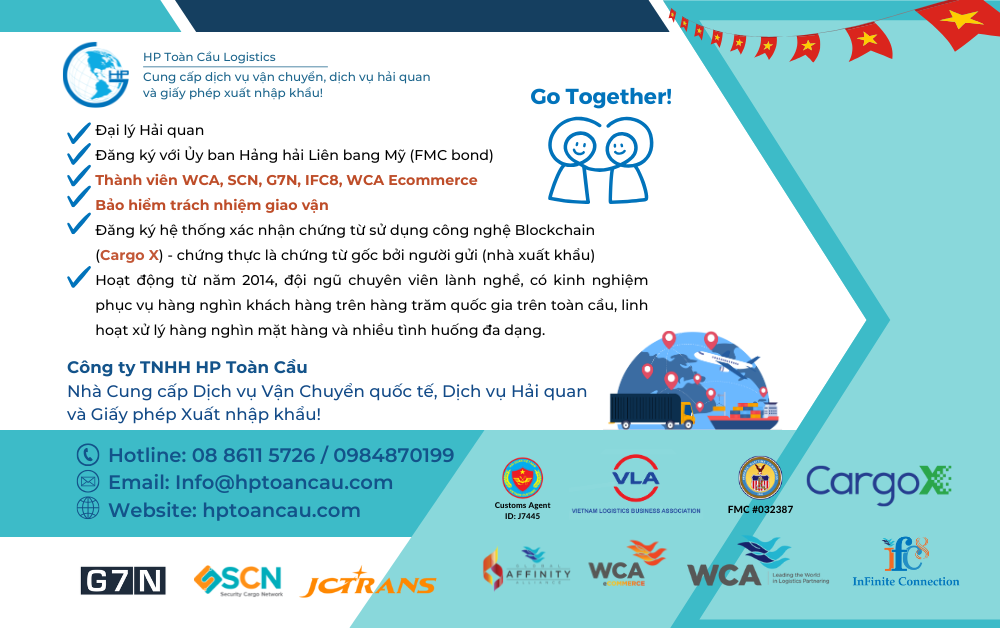 HP Toàn Cầu - Dịch vụ vận chuyển quốc tế, thủ tục hải quan và giấy phép xuất nhập khẩu!