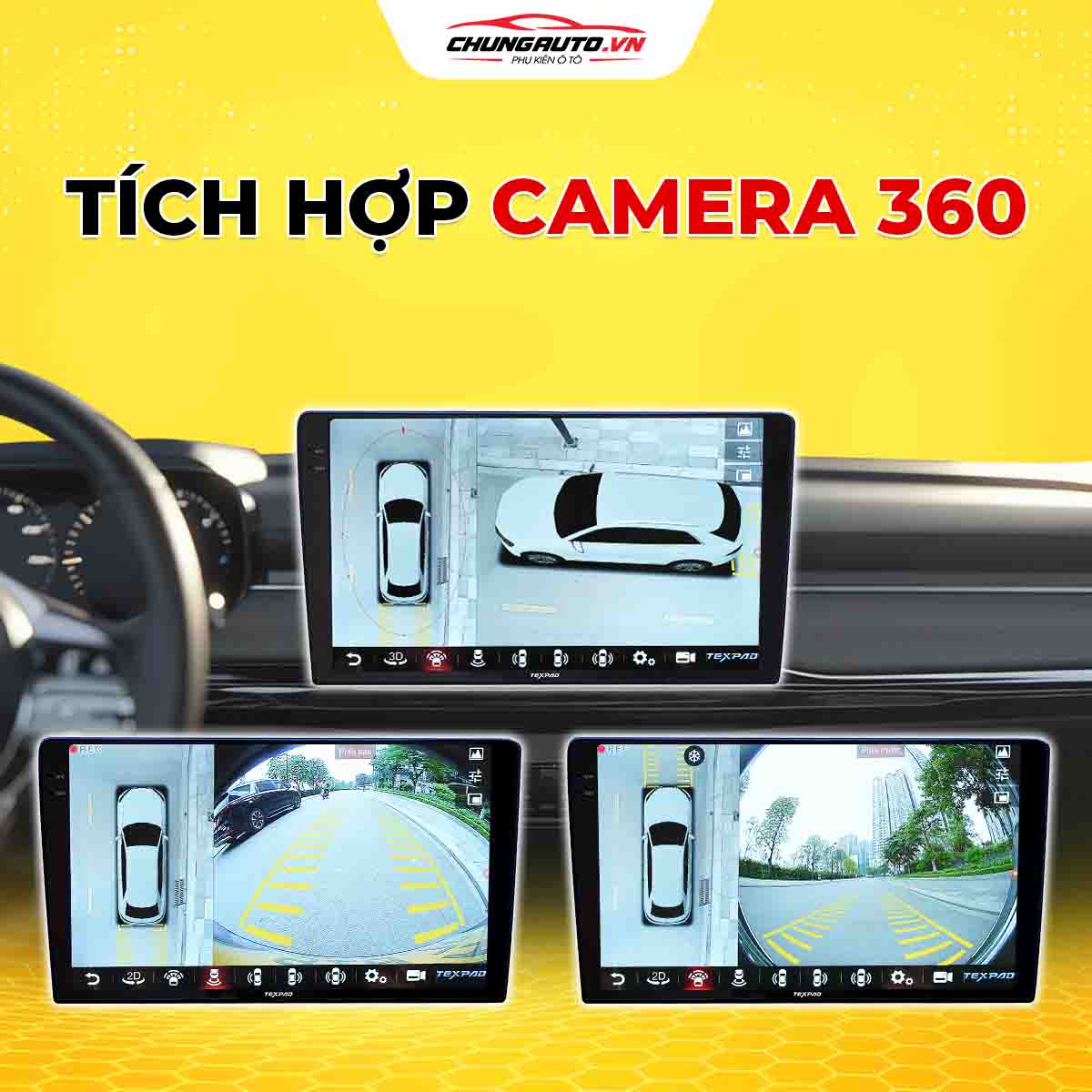 Màn hình android tích hợp camera 360 ô tô