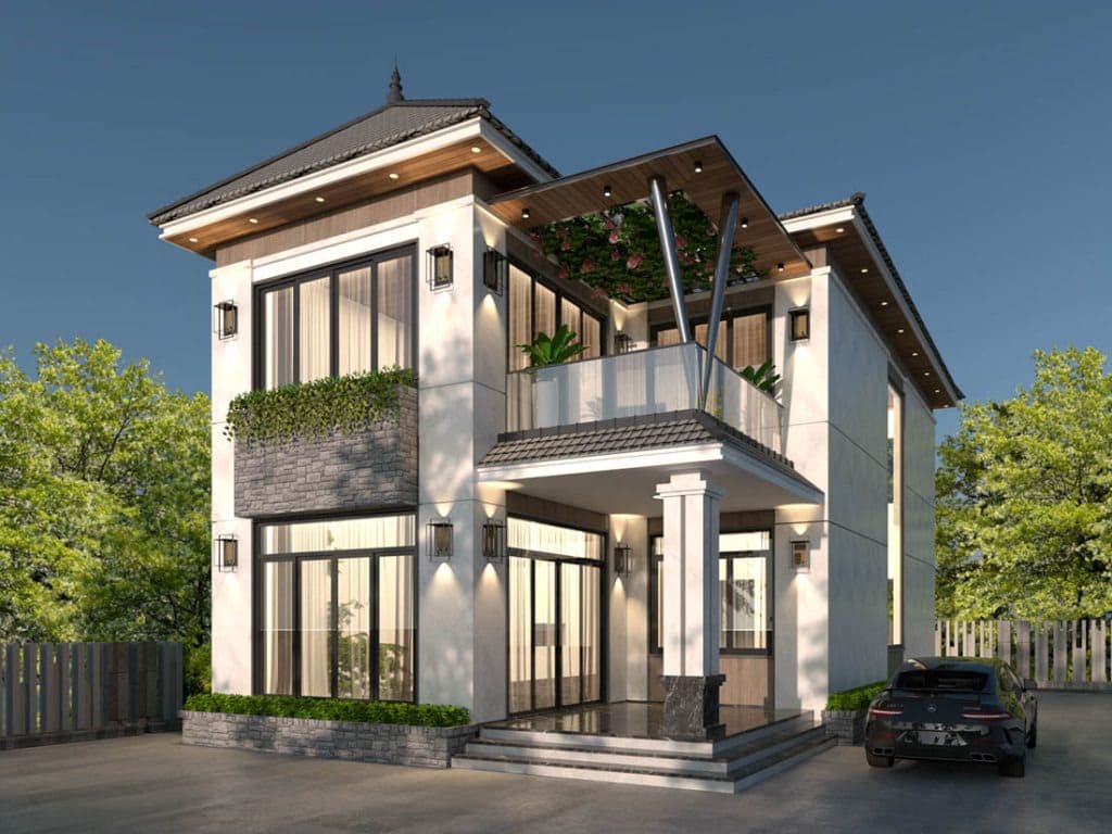 mẫu nhà 2 tầng nông thôn 500 triệu mái Nhật