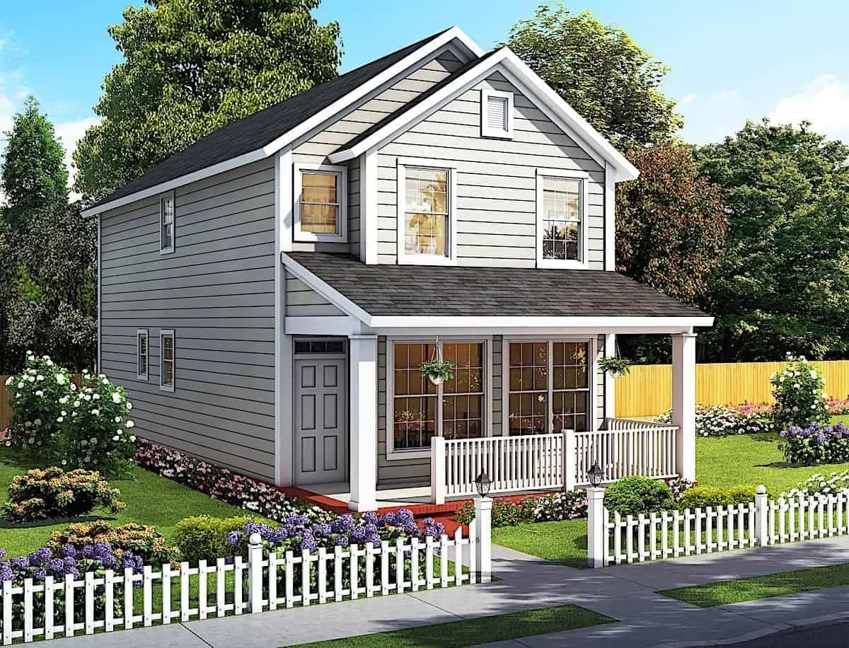 mẫu nhà 2 tầng nông thôn 500 triệu nhiều cây xanh