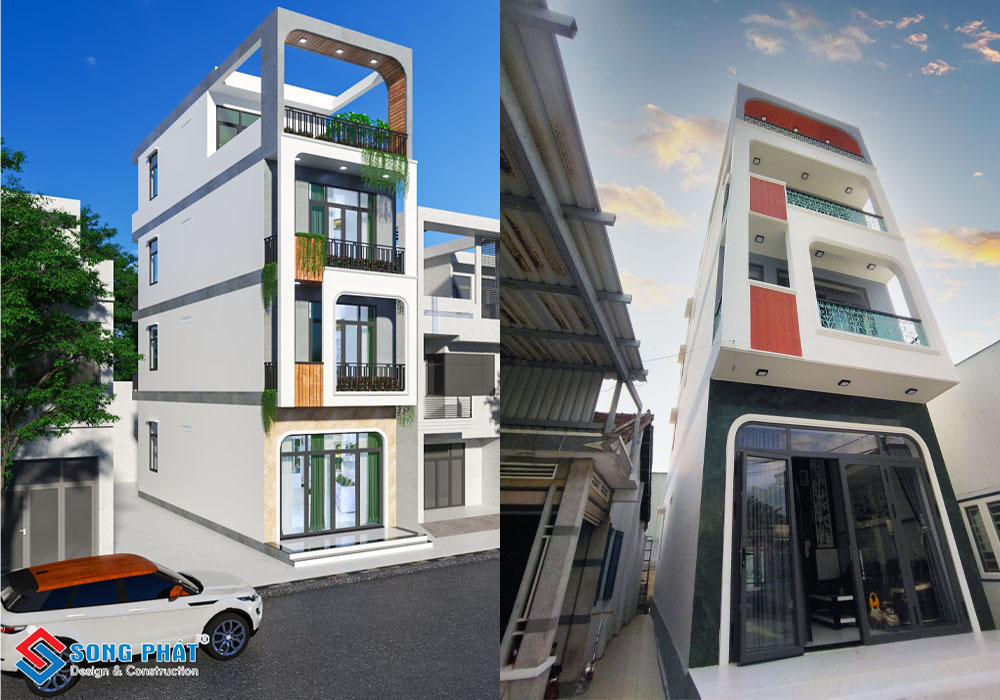 Thiết kế ưu tiên sử dụng lam che, lan can kính cường lực sang trọng
