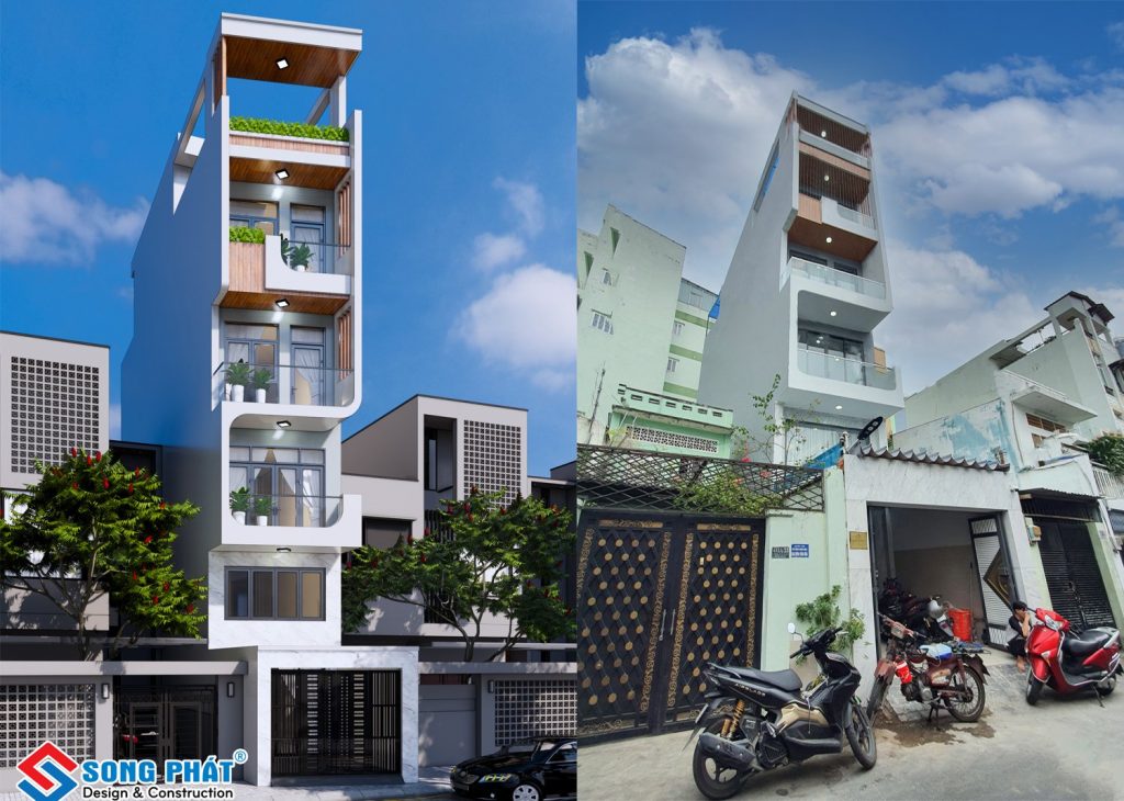 Mặt tiền nhà anh Tuệ lung linh khi về đêm
