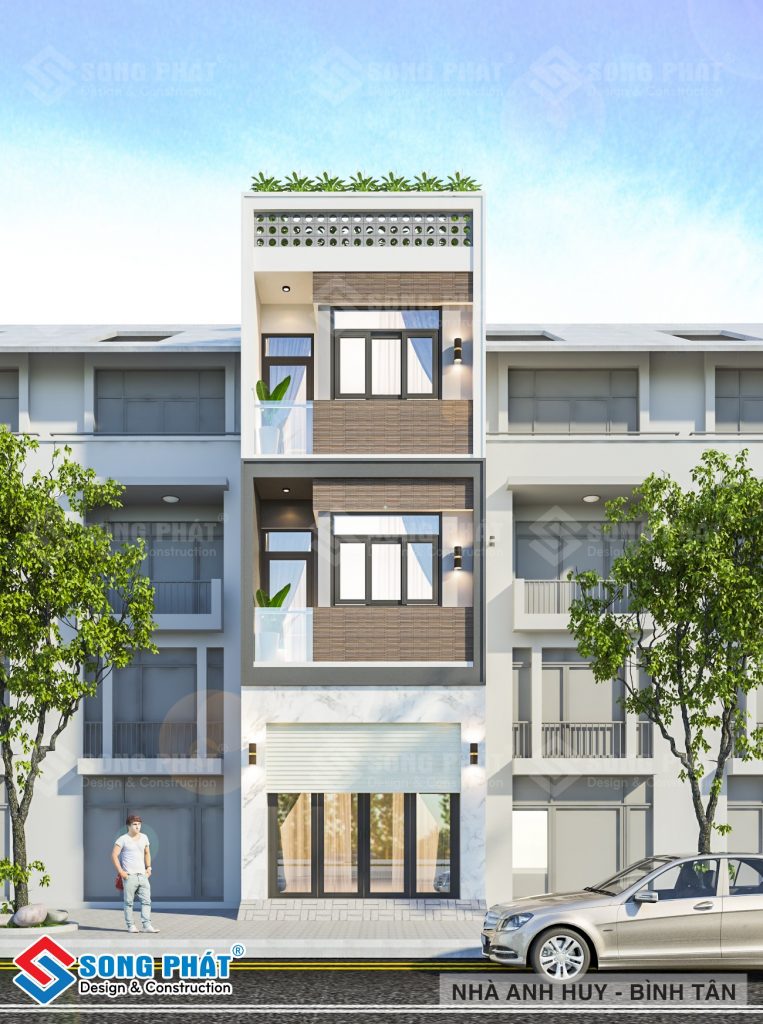 Mặt tiền phối cảnh option 2 chị Hạnh đã chốt và thi công hoàn thiện.