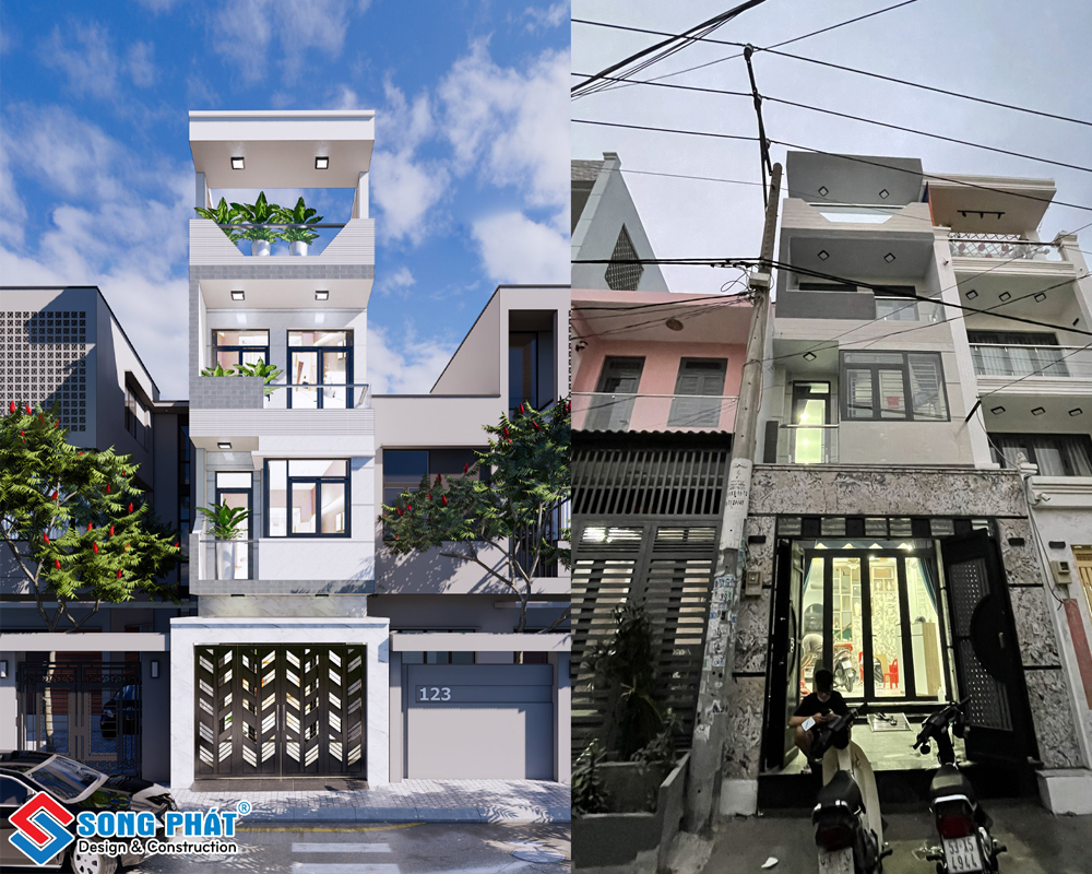 Mẫu nhà tone xám hiện đại