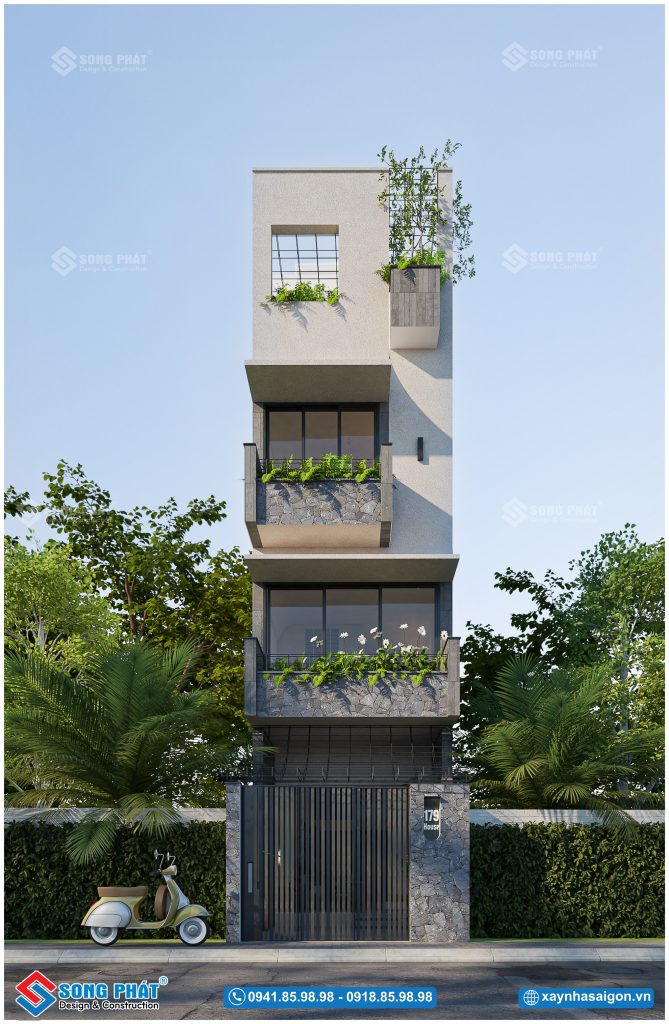 Mặt hông nhà anh Bình sau khi thi công hoàn thiện.