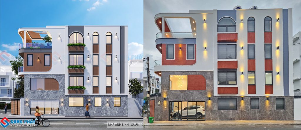Mặt tiền nhà với tone trắng đen hiện đại