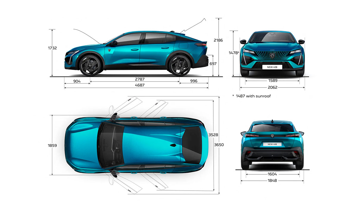 KÍCH THƯỚC NGOẠI THẤT PEUGEOT 408