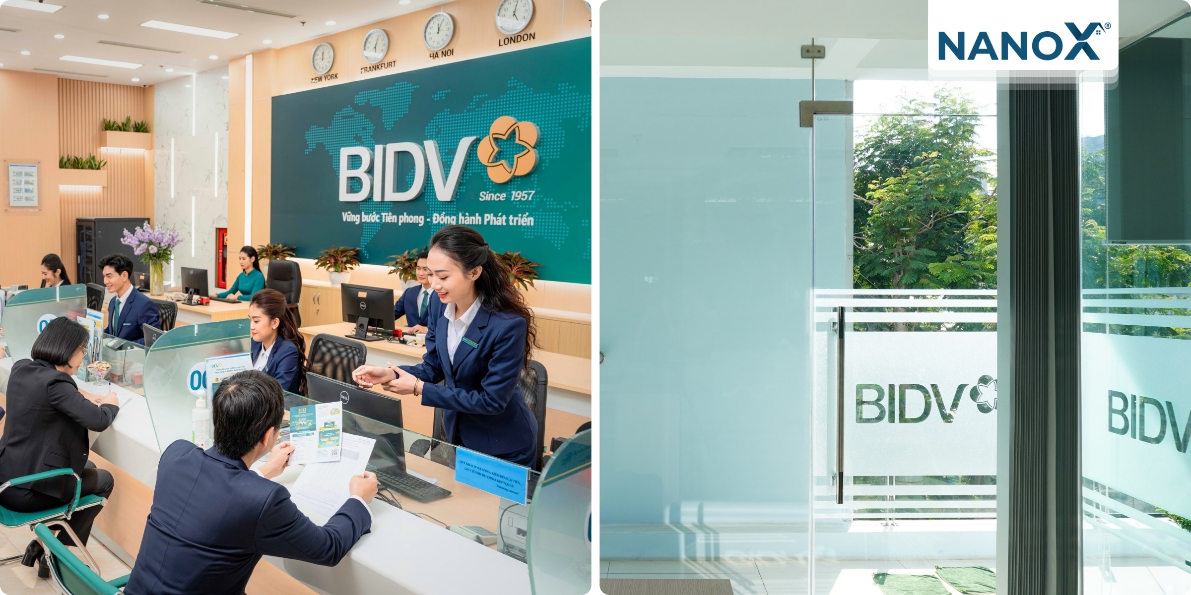 Phim cách nhiệt dán kính văn phòng Ngân hàng BIDV