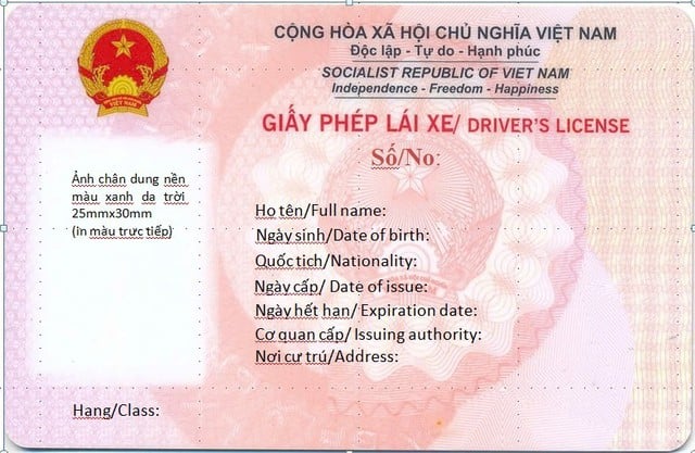 Mặt trước của giấy phép lái xe. Ảnh: Chinhphu.vn