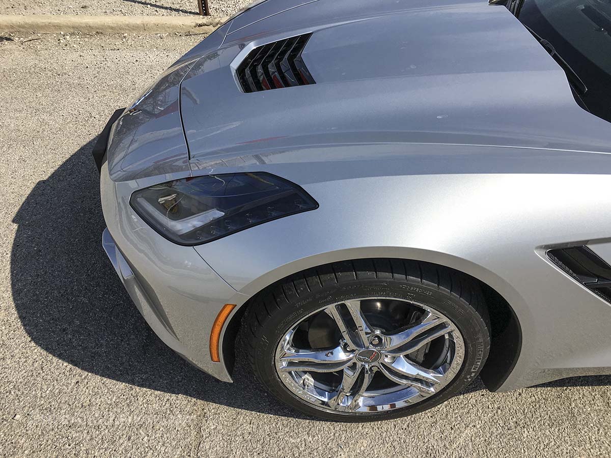 Silver 2016 Corvette Stingray front fender and headlights