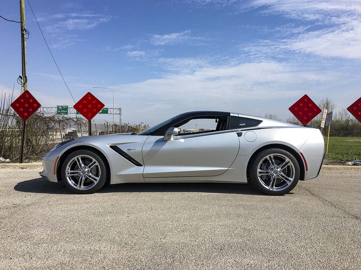 Silver 2016 Corvette Stingray side view