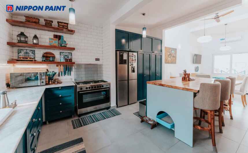 Mang hơi thở của biển vào nhà với tone xanh sẫm đầy chiều sâu