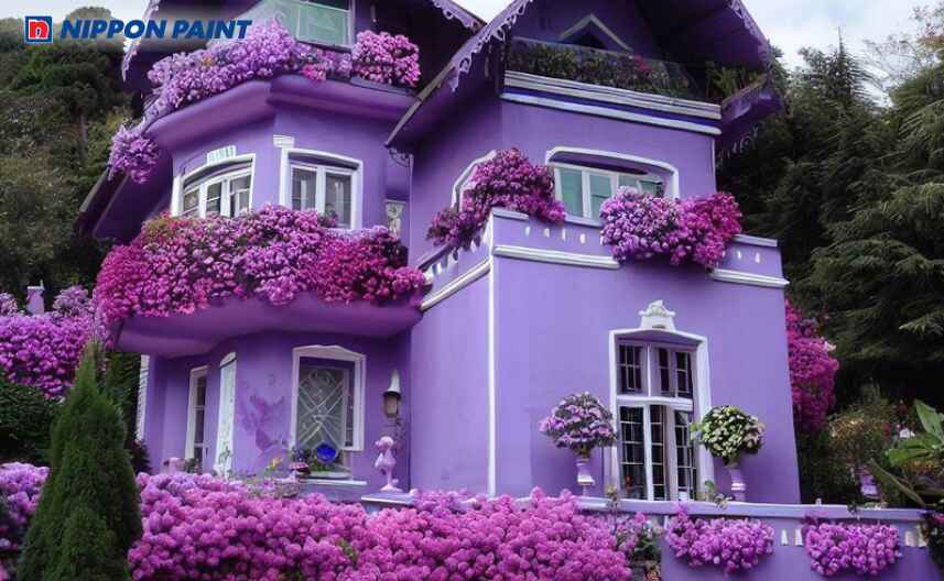 Sắc tím Lavender đầy kiêu sa, biến ngôi nhà thành một tòa lâu đài bước ra từ truyện cổ tích