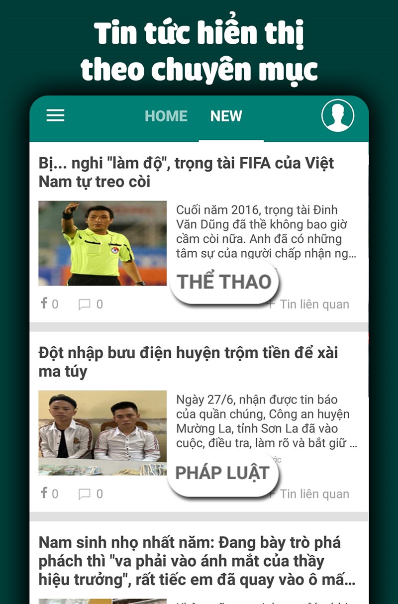 Hiển thị tin tức theo từng chuyên mục