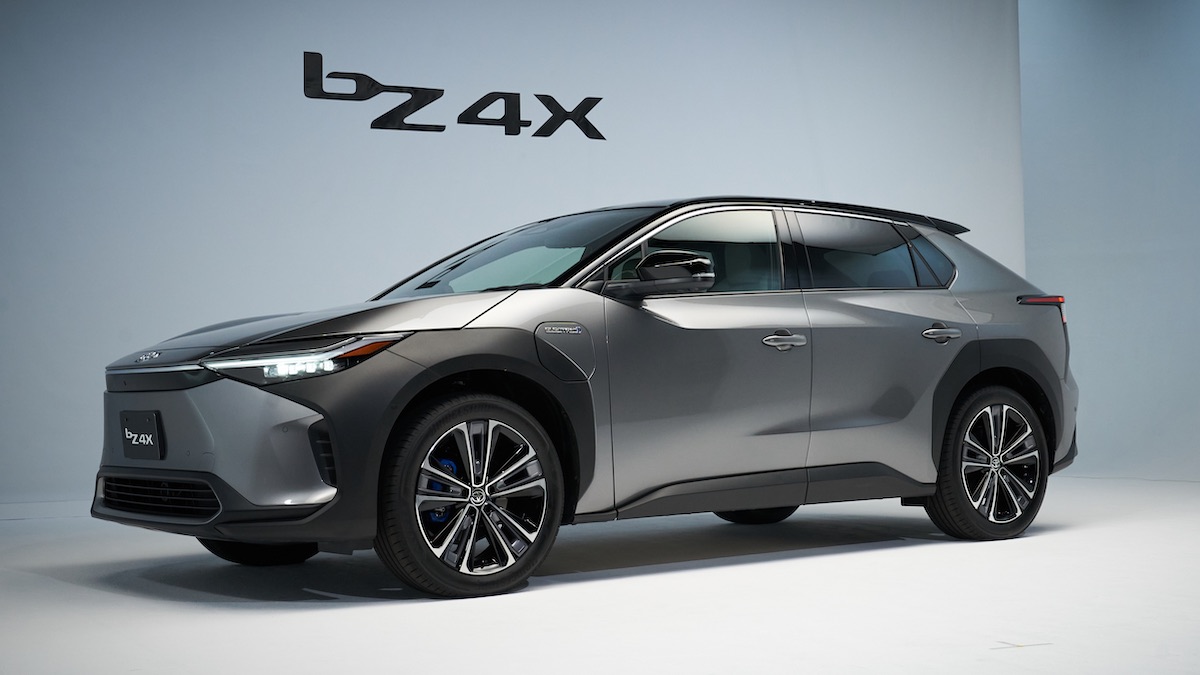 Front quarter view of the Toyota bZ4X electric vehicle