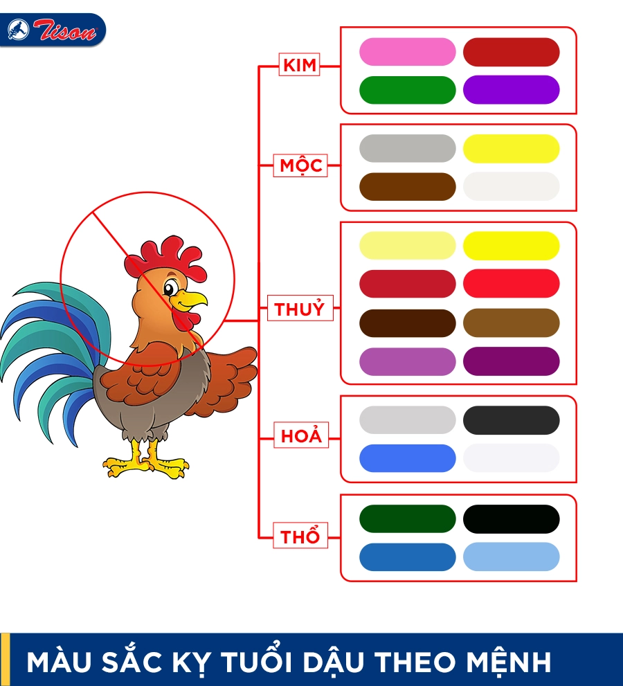 Màu kỵ tuổi Dậu theo mệnh năm 2023