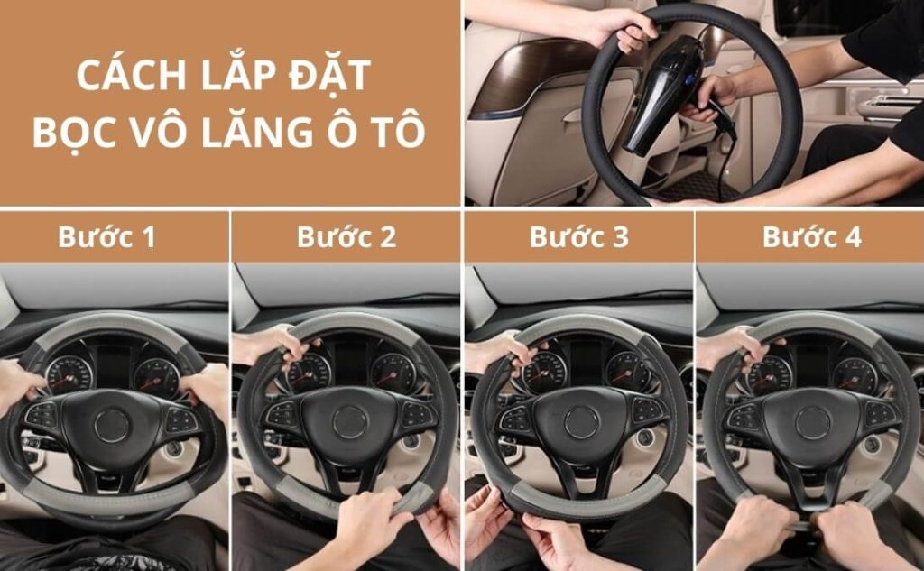 Hướng dẫn cách lắp bọc vô lăng ô tô tại nhà